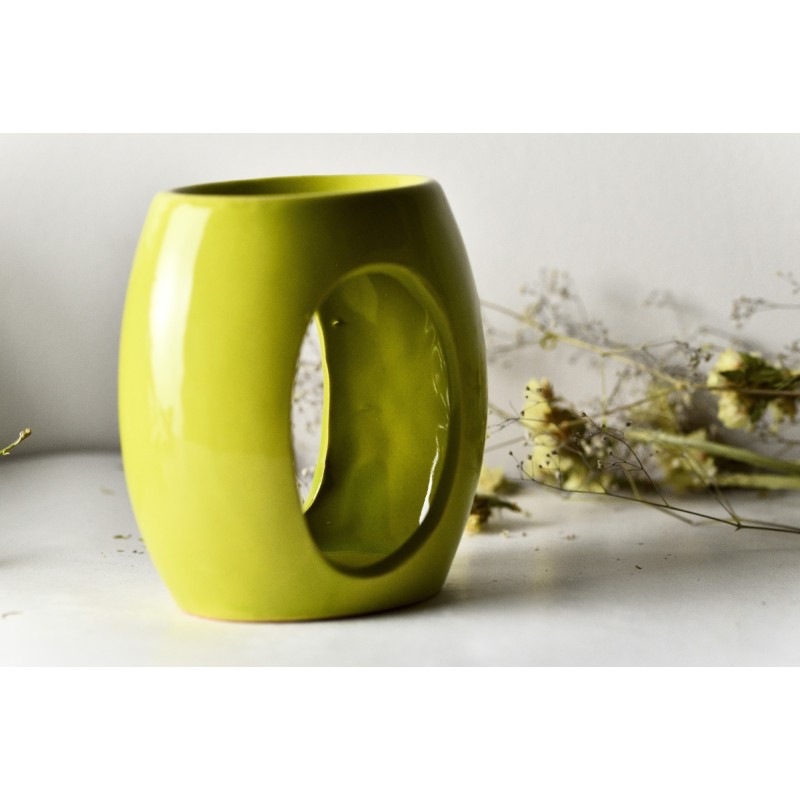 KOMINEK zapachowy duży CERAMICZNY OWALNY OWAL na olejki woski KREMOWY JASNY